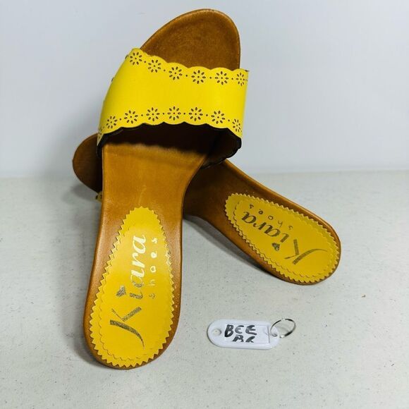 Zoccoli da donna con Fiori Laserati TACCO 11 - K23301 GIALLO 40-9 - Picture 1 of 7